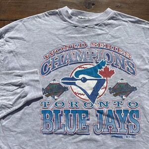 VINTAGE Toronto Blue Jays Shirt Mens Medium Gray MLB World Series 1993 90s